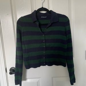 Brandy Melville Blue Green Stripe Button Up Top